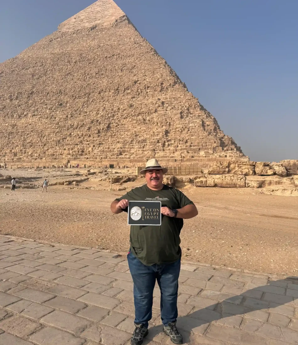 Our guest enjoying the Exclusive entry to the Great Pyramid