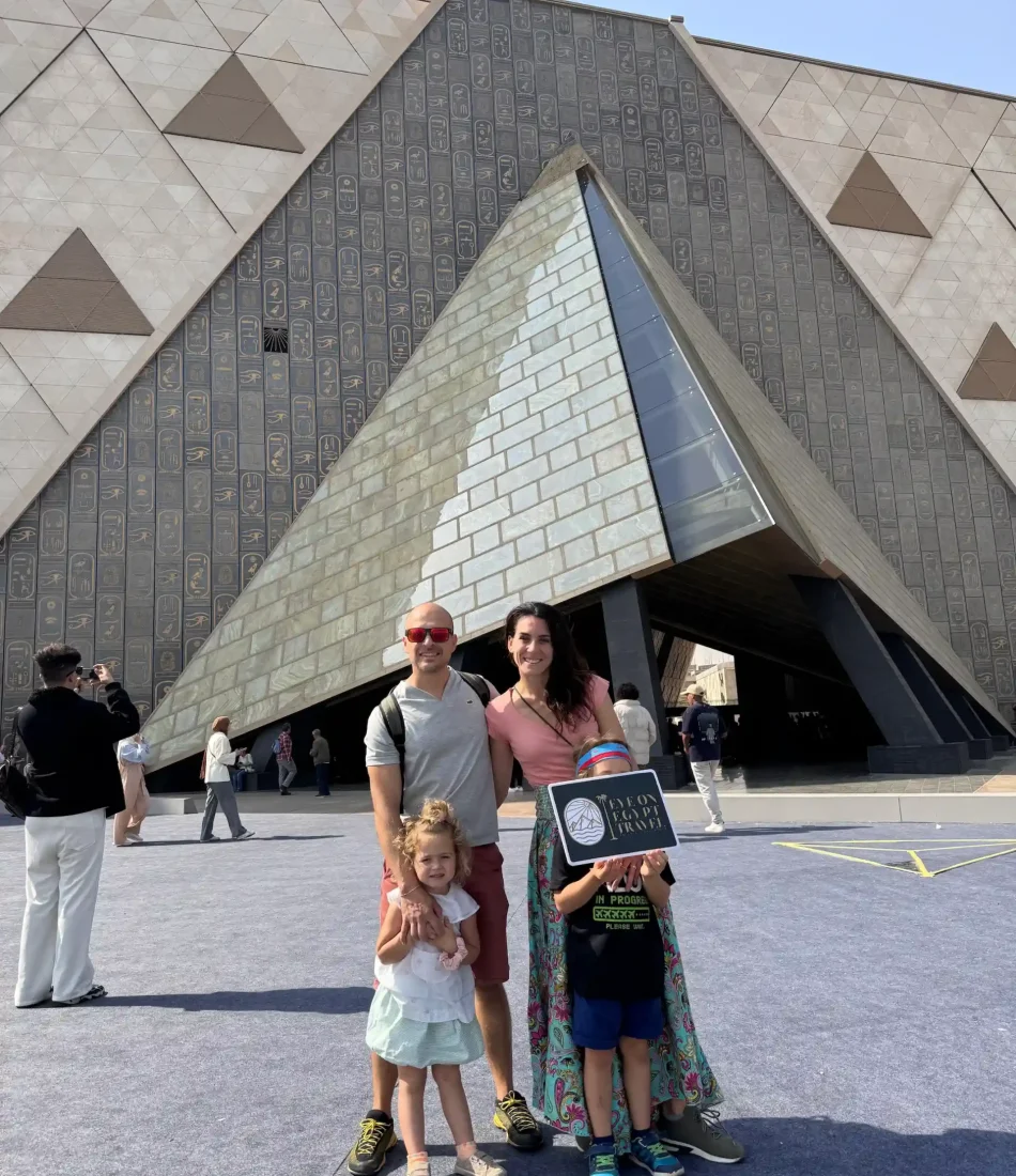 Guests at the Grand Egyptian Museum as a part of our Luxury tour