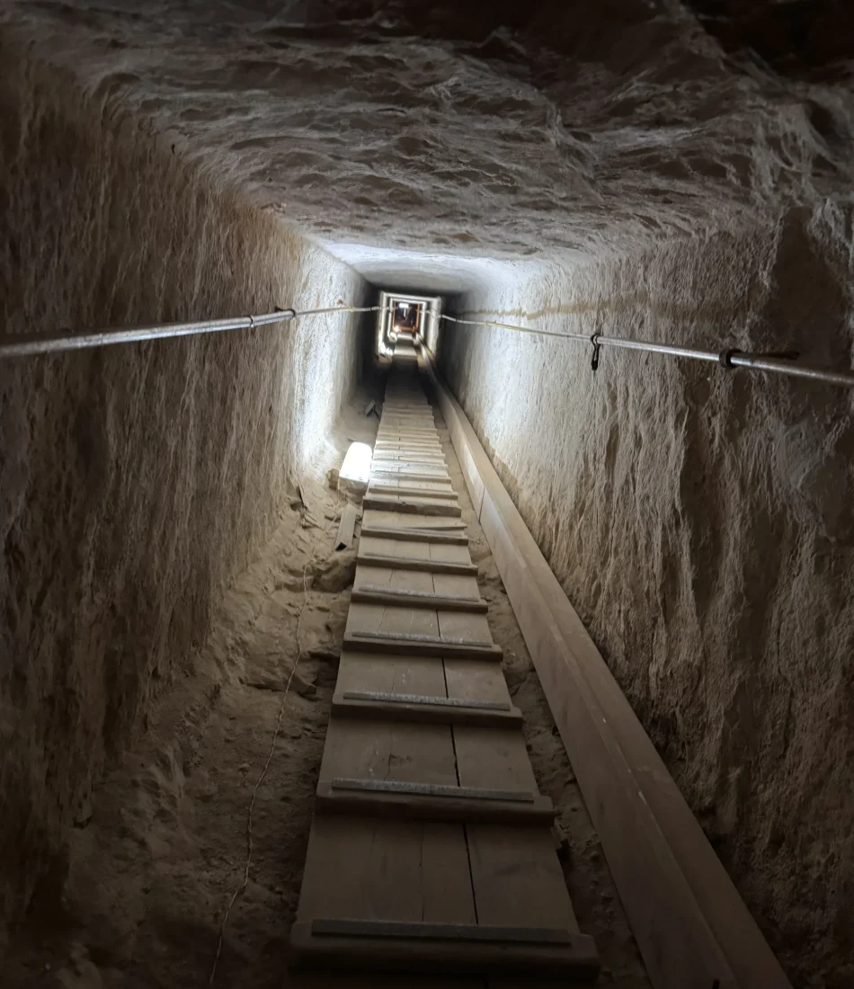 Passage inside the greta pyramid during the early visit to the Great Pyramid