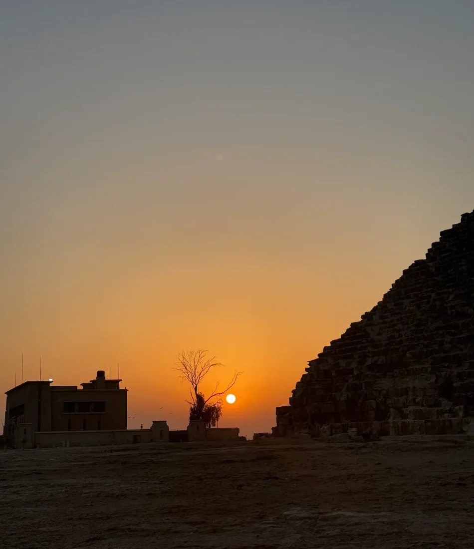 Sunrise by the Pyramids during the Early private hour access as a part of our Luxury VIP egypt tour