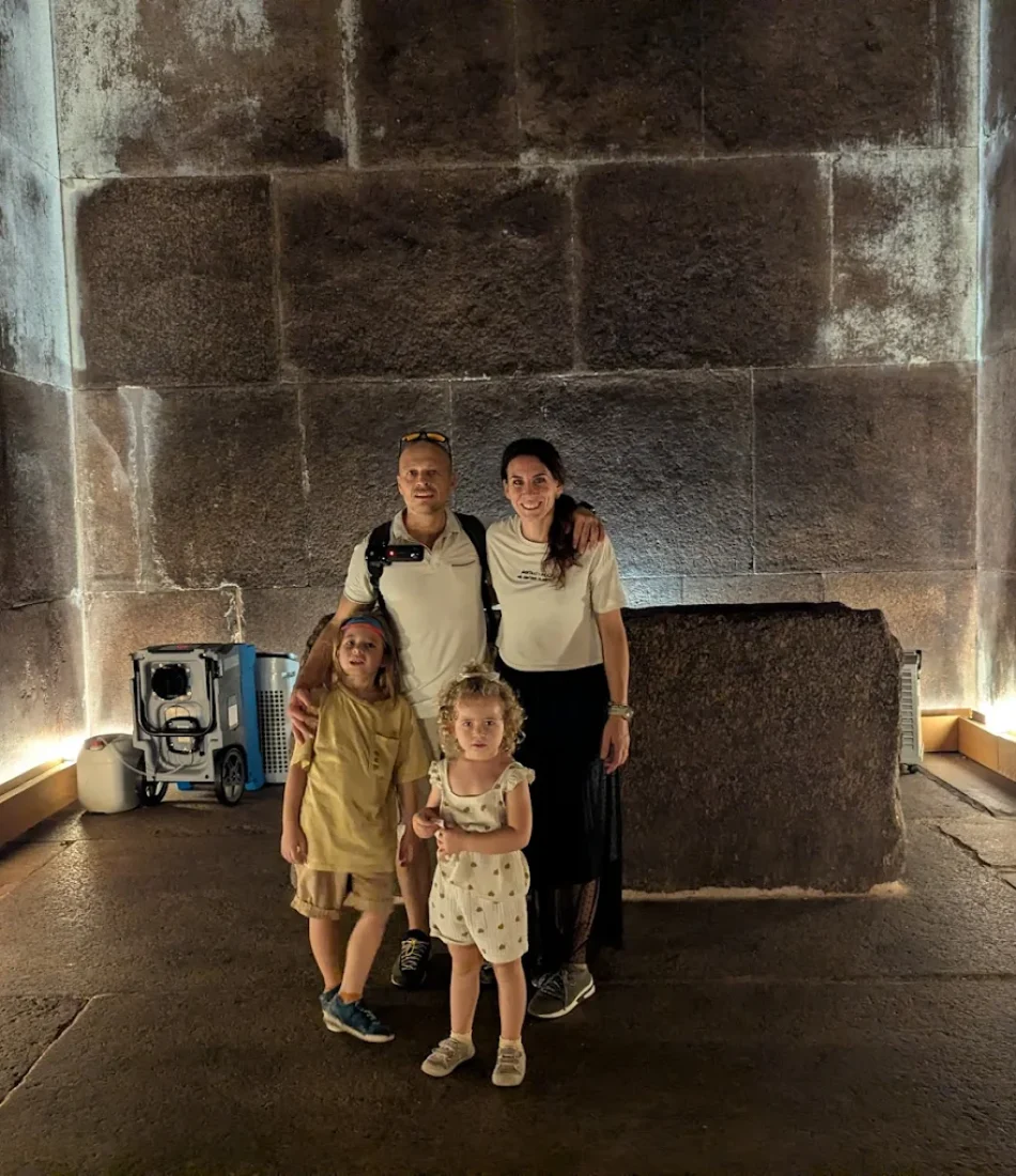 our guests at the Burial chamber during the exclusive entry to the Great Pyramid